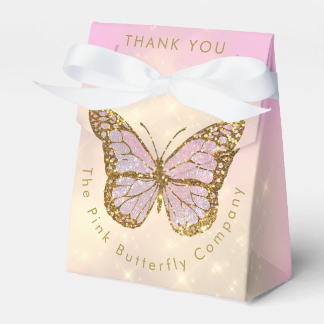 faux glitter butterfly favor boxes (Front Side)