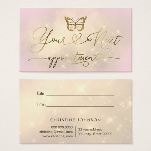 faux glitter butterfly logo appointment card