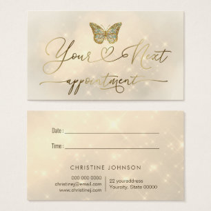faux glitter butterfly logo appointment card