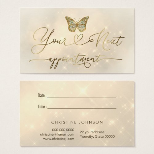 faux glitter butterfly logo appointment card