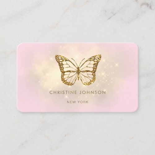 faux glitter butterfly logo business card