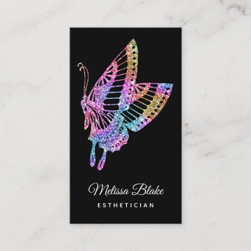 faux glitter butterfly logo business card