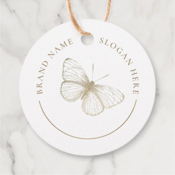 Faux Glitter Butterfly Logo Favor Tags by istanbuldesign at Zazzle