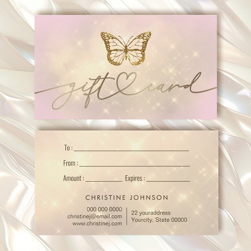 faux glitter butterfly logo gift card