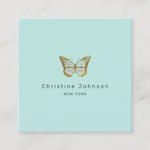 faux glitter butterfly square business card