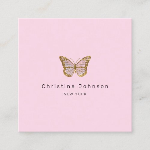 faux glitter butterfly  square  square business card
