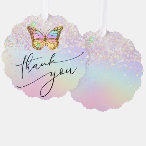 faux glitter butterfly thank you ornament card