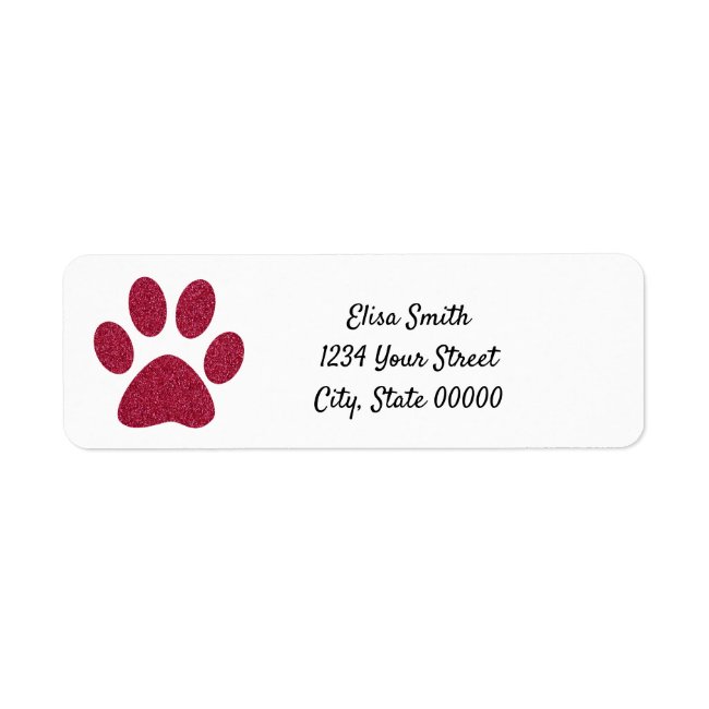Faux Glitter Cat Paw Personalize Return Address