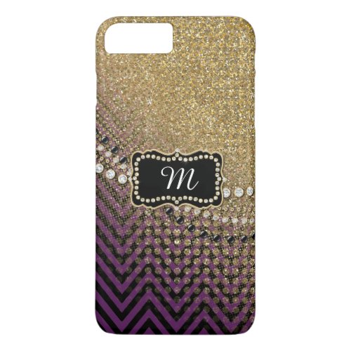 Faux Glitter Confetti Chevron Stripe Pattern Jewel iPhone 8 Plus7 Plus Case