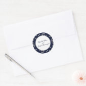 FAUX Glitter confetti navy and silver wedding Classic Round Sticker (Envelope)