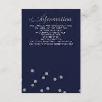 FAUX Glitter confetti navy and silver wedding Enclosure Card