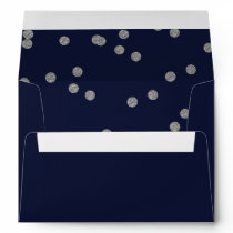 FAUX Glitter confetti navy and silver wedding Envelope
