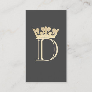 Faux Glitter Crown Monogram Business Card