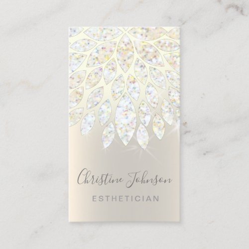 faux glitter dahlia jewel design business card