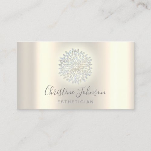 faux glitter dahlia logo on FAUX metallic effect Business Card