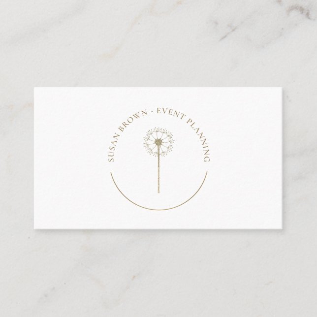 Faux Glitter Dandelion Logo Business Card (Front)