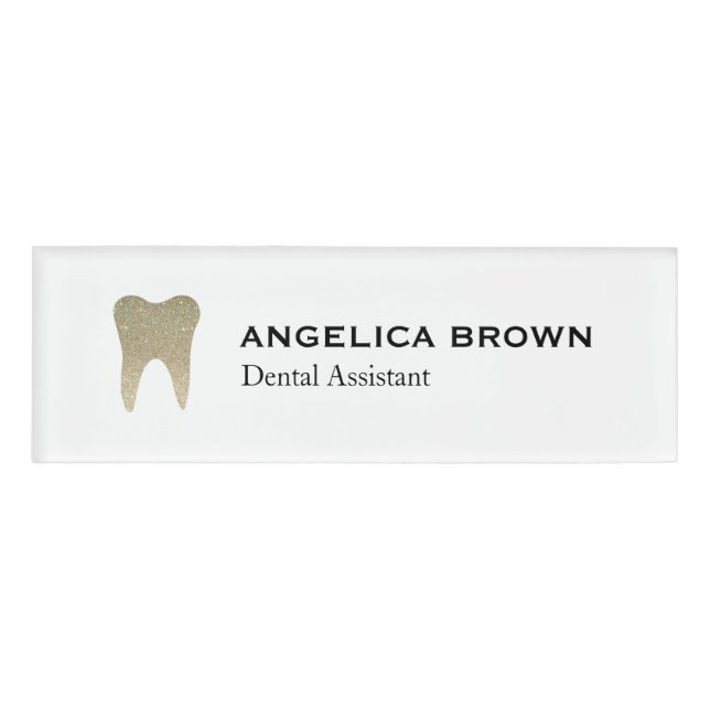 Faux Glitter Dental Assistant Name Tag (Front)