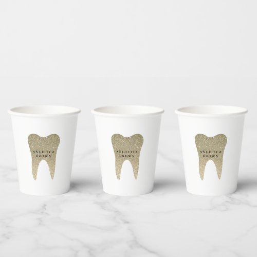 Faux Glitter Dental Office Paper Cups
