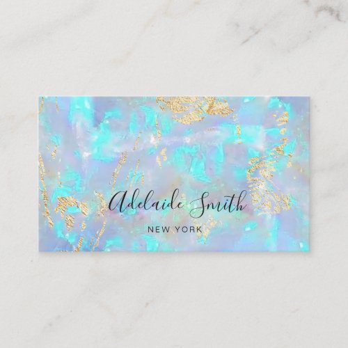 FAUX glitter details on FAUX iridescent opal Business Card