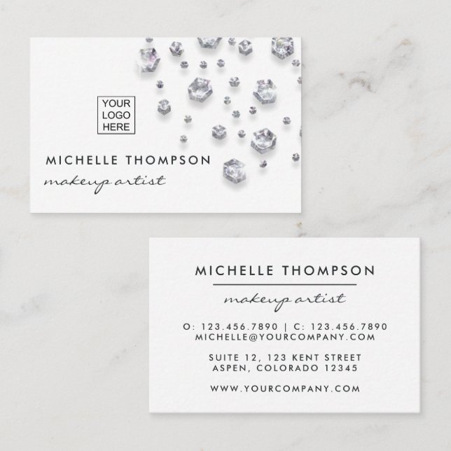Faux Glitter Diamond Business Card (Front/Back)