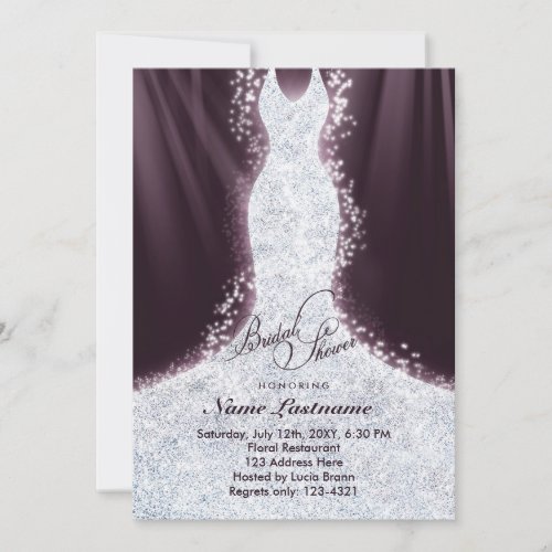 Faux Glitter Diamond Dress Bridal Shower Invite