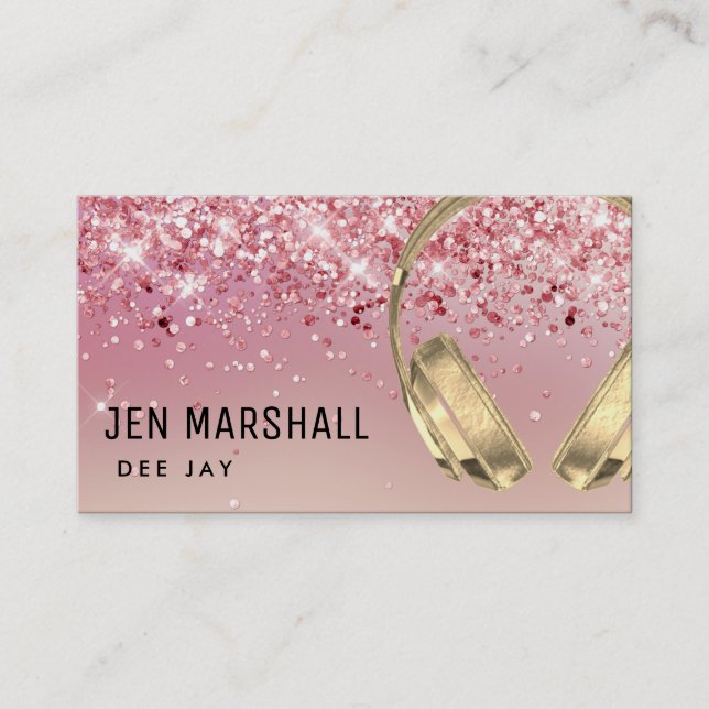faux glitter DJ headphones Business Card (Front)