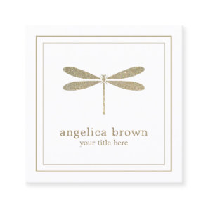 Faux Glitter Dragonfly Business Card