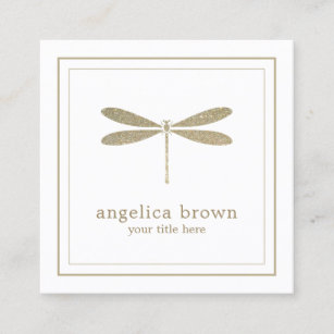 Faux Glitter Dragonfly Business Card