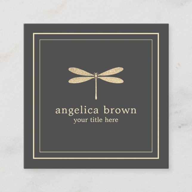 Faux Glitter Dragonfly Business Card (Front)