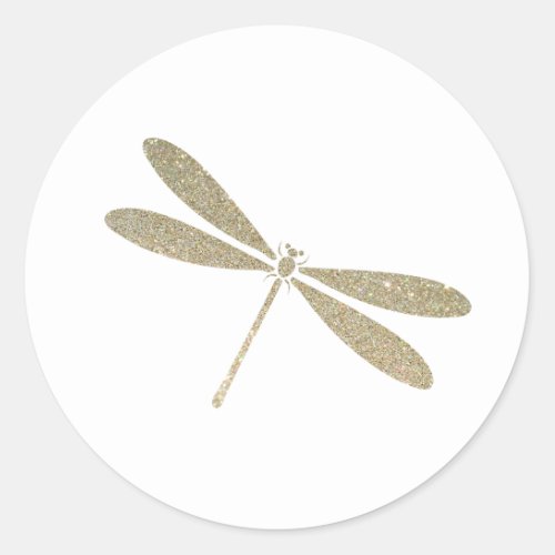 Faux Glitter Dragonfly Classic Round Sticker