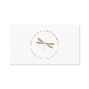 Faux Glitter Dragonfly Logo Business Card