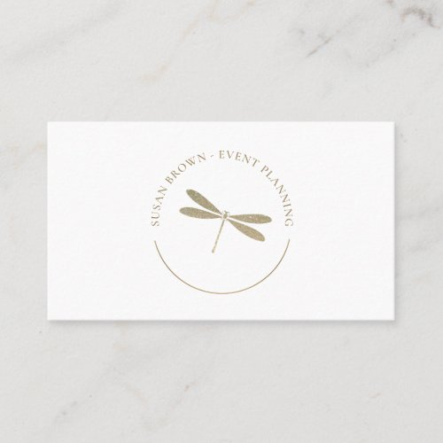 Faux Glitter Dragonfly Logo Business Card