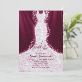 Faux Glitter Dress Burgundy Bridal Shower Invite (Standing Front)