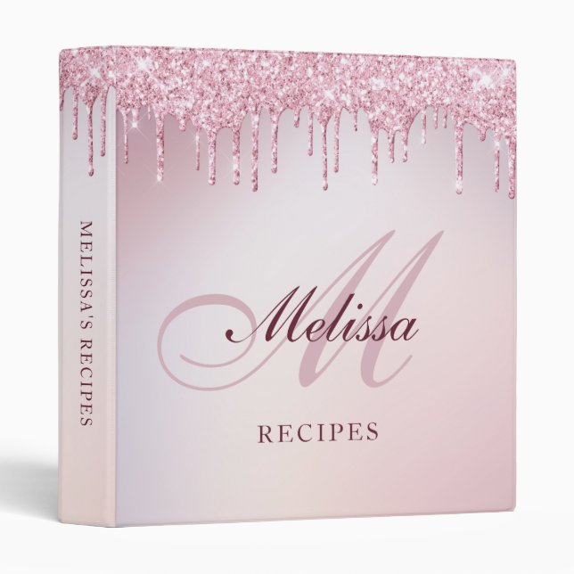 faux glitter drip rendy monogram recipe  3 ring binder (Front/Spine)