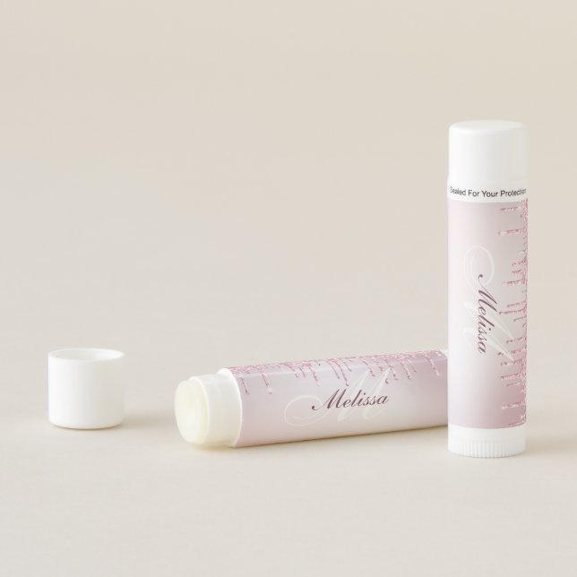 faux glitter drip stylish monogram lip balm (In Situ)