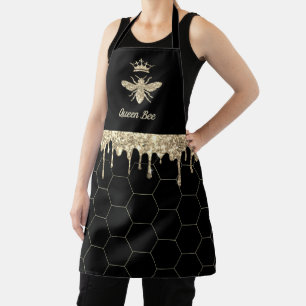 faux glitter drips queen bee apron