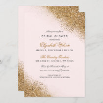 FAUX Glitter Dust Blush & Gold Bridal Shower Invitation