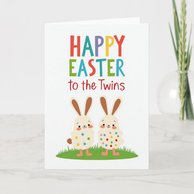 Faux Glitter Easter Twins Card (Front)