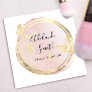 FAUX glitter effect on pink watercolor circle Square Business Card