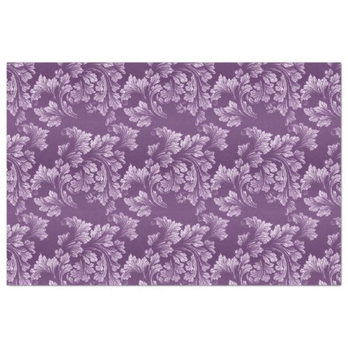 Faux Glitter Elegant Floral Leaves on Purple Tissue Paper