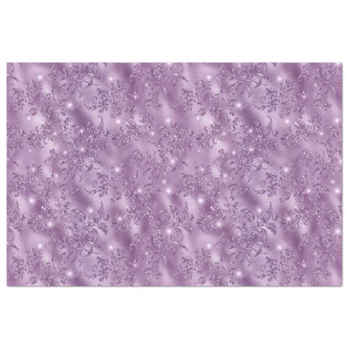 Faux Glitter Elegant Floral Pattern on Purple Tissue Paper