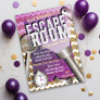 Faux Glitter Escape Room Party Invitations