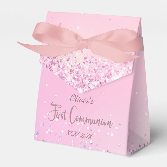 faux glitter First Communion Favor Boxes (Front Side)
