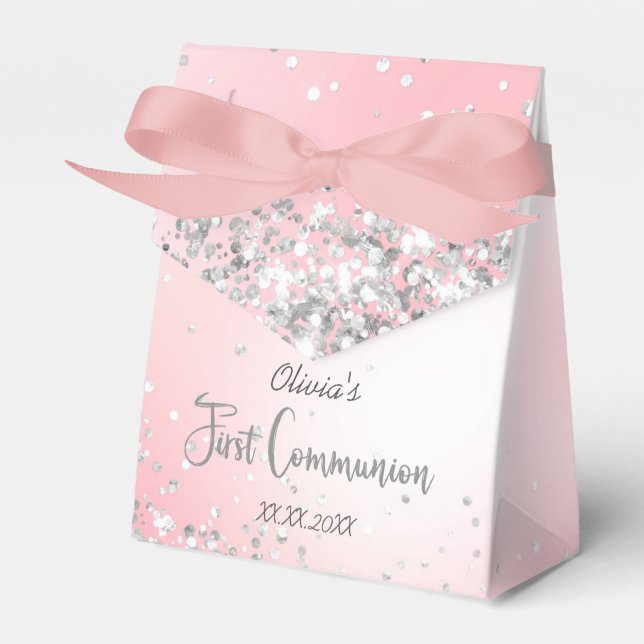 faux glitter First Holy Communion Favor Boxes (Front Side)