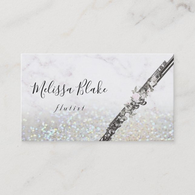 faux glitter flutist business card (Front)