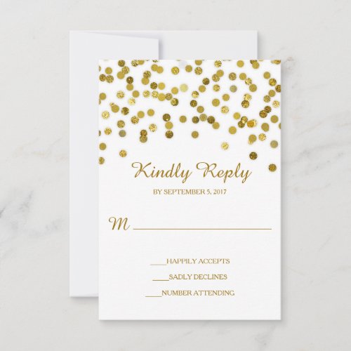 Faux Glitter Gold Confetti Wedding RSVP