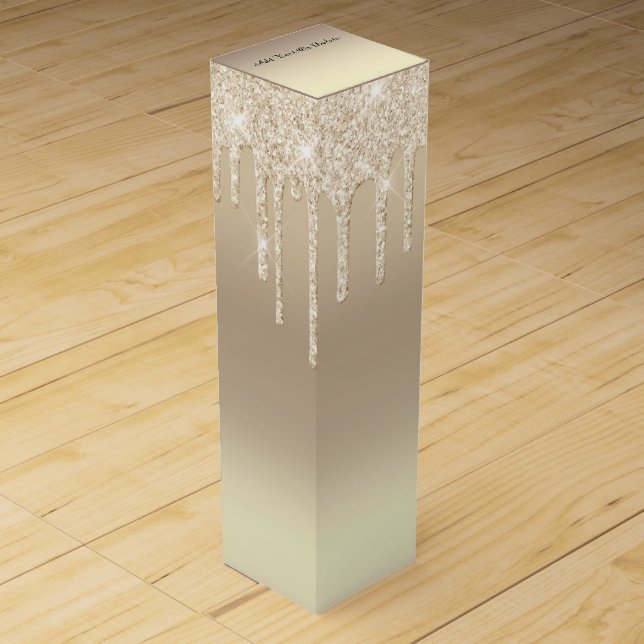 Faux Glitter Gold - Customizable Wine Gift Box (Front)