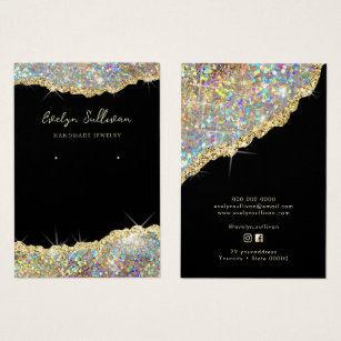Faux glitter gold jewelry display card