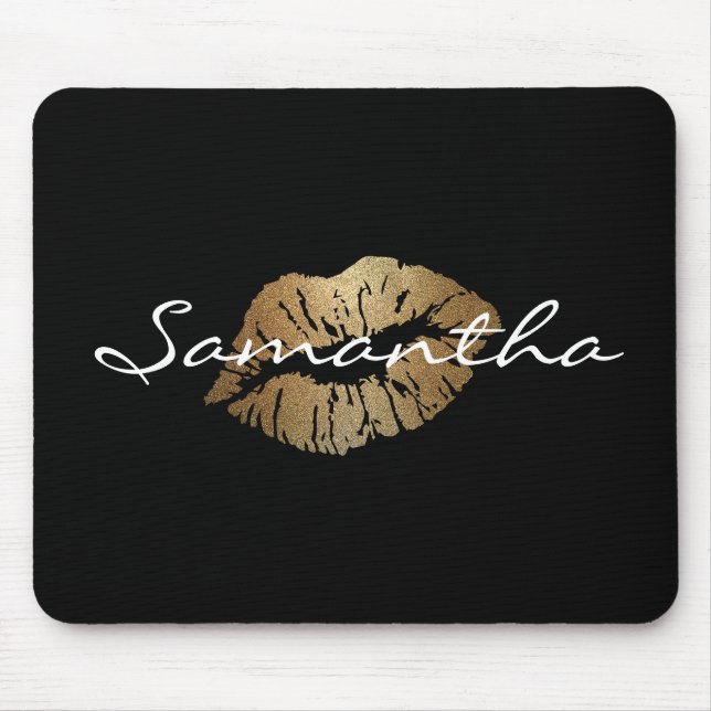 Faux Glitter Gold Kiss Mouse Pad (Front)