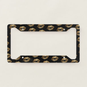 Faux Glitter Gold Kisses License Frame